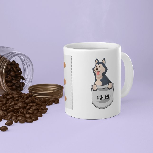 I Love My Siberian husky Dog Pet Glowing Heart Coffee Mug (Creator Uploaded)