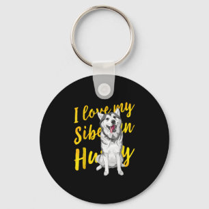 I Love My Siberian Husky Snow Dog Lover Gift Keychain