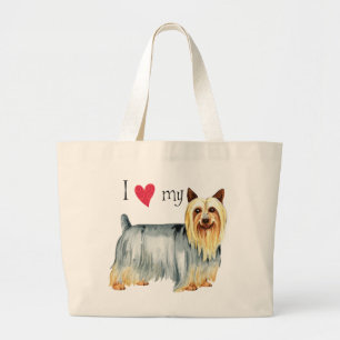 I Love my Silky Terrier Large Tote Bag