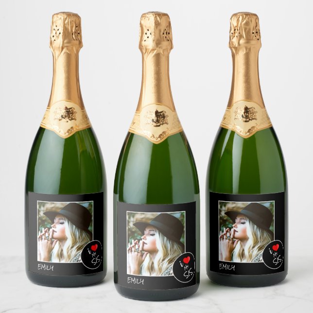 I Love My Sis Custom Photo – Personalized Sparkling Wine Label (Bottles)