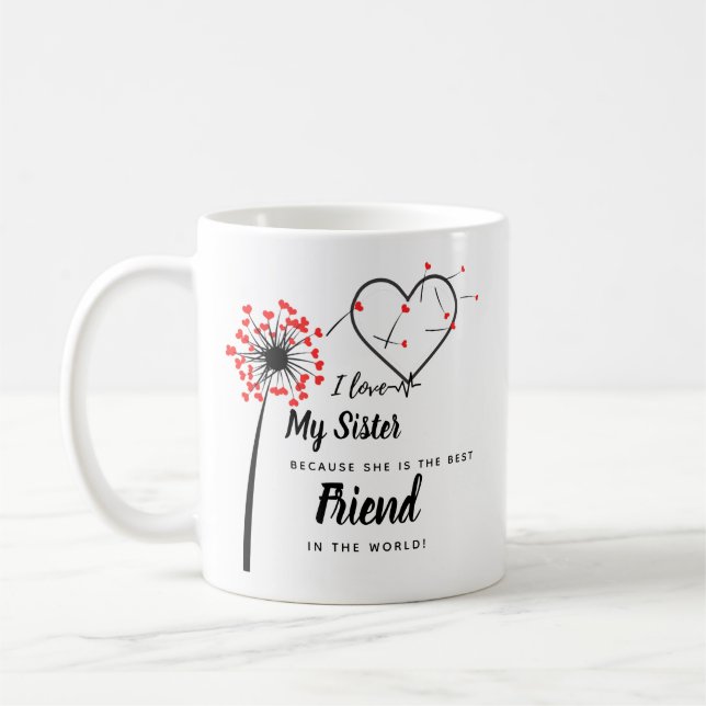 I Love My SISTER - Best Friend Personalized Gift Coffee Mug (Left)