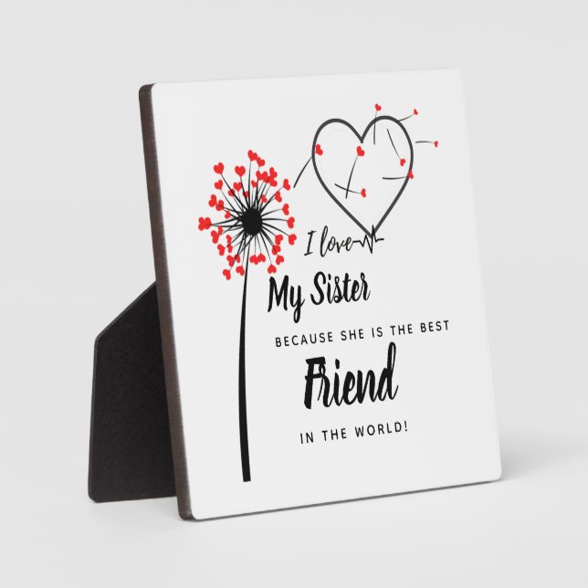 I Love My SISTER - Best Friend Personalized Gift Plaque (Front)