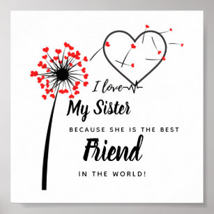 I Love My SISTER - Best Friend Personalized Gift Poster