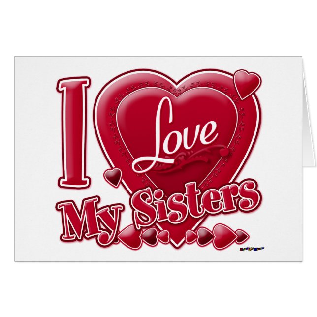 I Love My Sisters red - heart (Front Horizontal)
