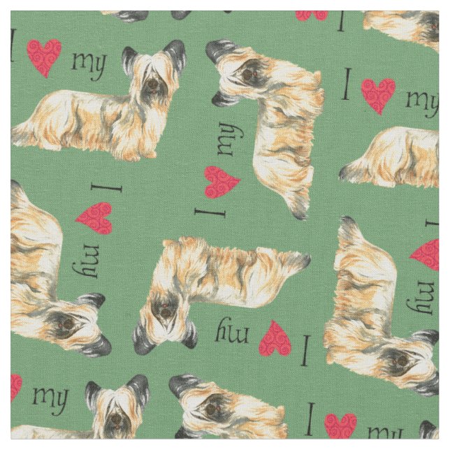 I Love my Skye Terrier Fabric (Close Up)