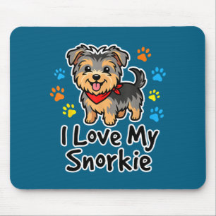 I Love My Snorkie Cute Schnauzer Yorkie Mix Dog Lo Mouse Pad