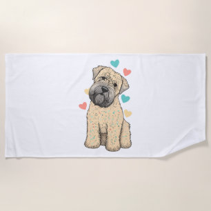 I Love My Soft Coated Wheaten Terrier Dog Heart Beach Towel