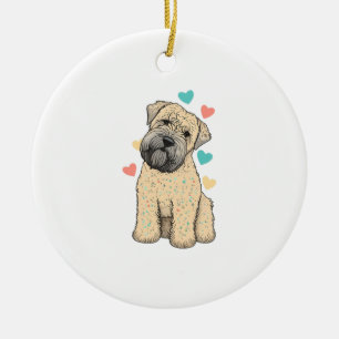 I Love My Soft Coated Wheaten Terrier Dog Heart Ceramic Ornament