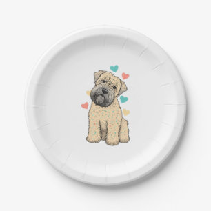I Love My Soft Coated Wheaten Terrier Dog Heart Paper Plate