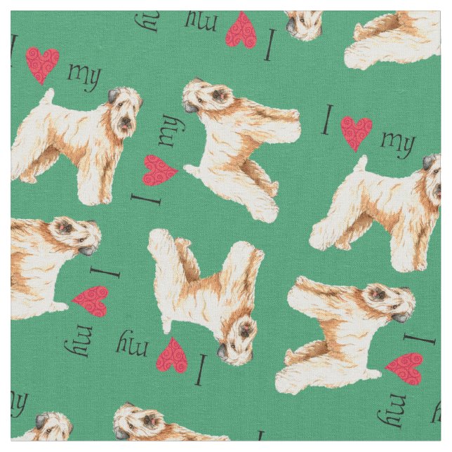 I Love my Soft Coated Wheaten Terrier Fabric (Close Up)
