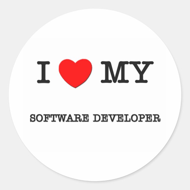 I Love My SOFTWARE DEVELOPER Classic Round Sticker (Front)