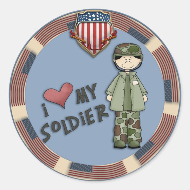 I love my soldier1 classic round sticker (Front)