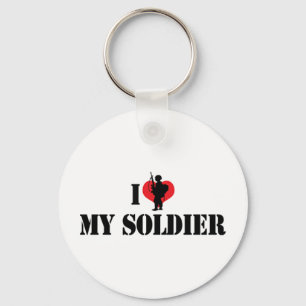 I Love My Soldier Keychain
