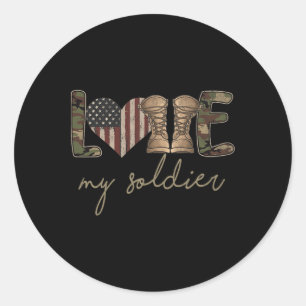 I Love My Soldier Military Army Wife Usa Camour Fl Classic Round Sticker