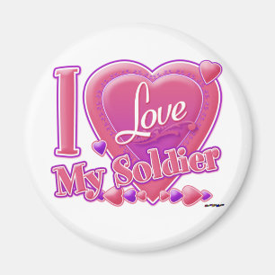 I Love My Soldier pink/purple - heart Magnet