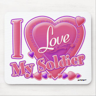 I Love My Soldier pink/purple - heart Mouse Pad