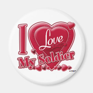 I Love My Soldier red - heart Magnet