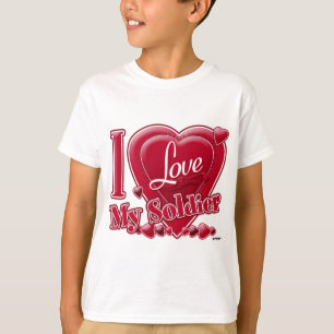 I Love My Soldier red - heart T-Shirt