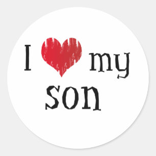 I love my son classic round sticker