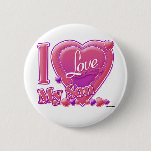 I Love My Son pink/purple - heart 2 Inch Round Button