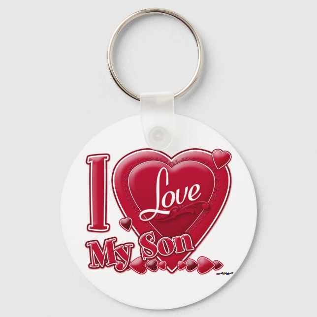 I Love My Son red - heart Keychain (Front)