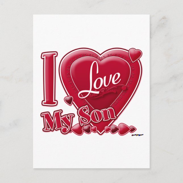 I Love My Son red - heart Postcard (Front)