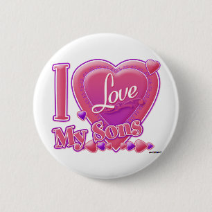 I Love My Sons pink/purple - heart 2 Inch Round Button