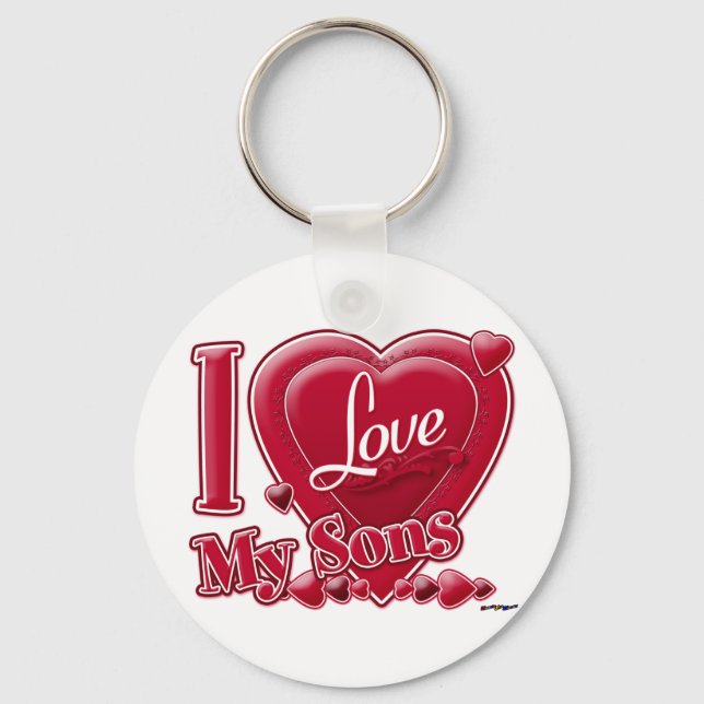 I Love My Sons red - heart Keychain (Front)