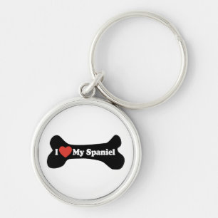 I Love My Spaniel - Dog Bone Keychain