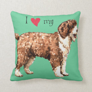 I Love my Spanish Water Dog Throw Pillow