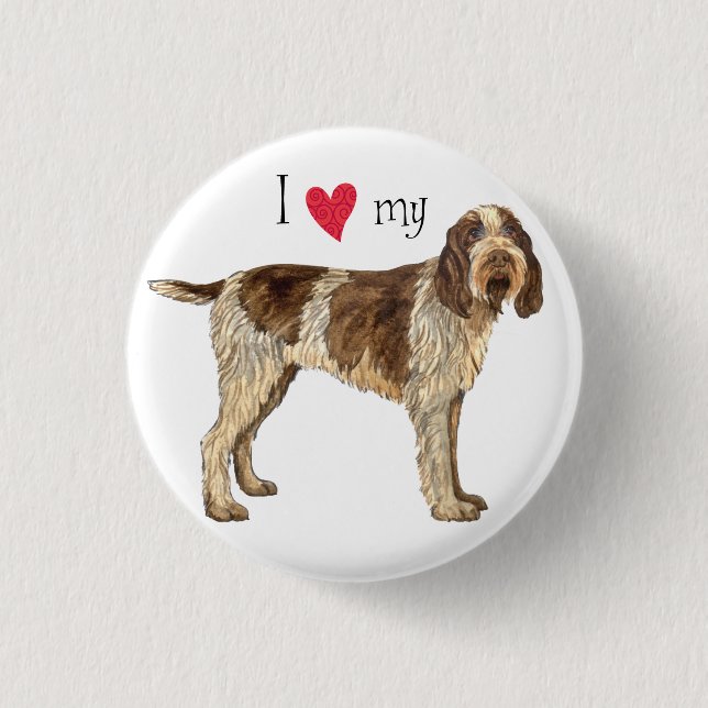 I Love my Spinone Italiano 1 Inch Round Button (Front)