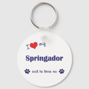 I Love My Springador (Male Dog) Keychain