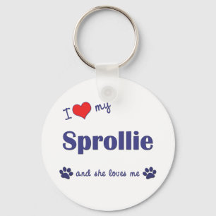 I Love My Sprollie (Female Dog) Keychain