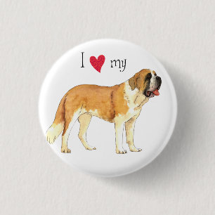 I Love my St. Bernard 1 Inch Round Button