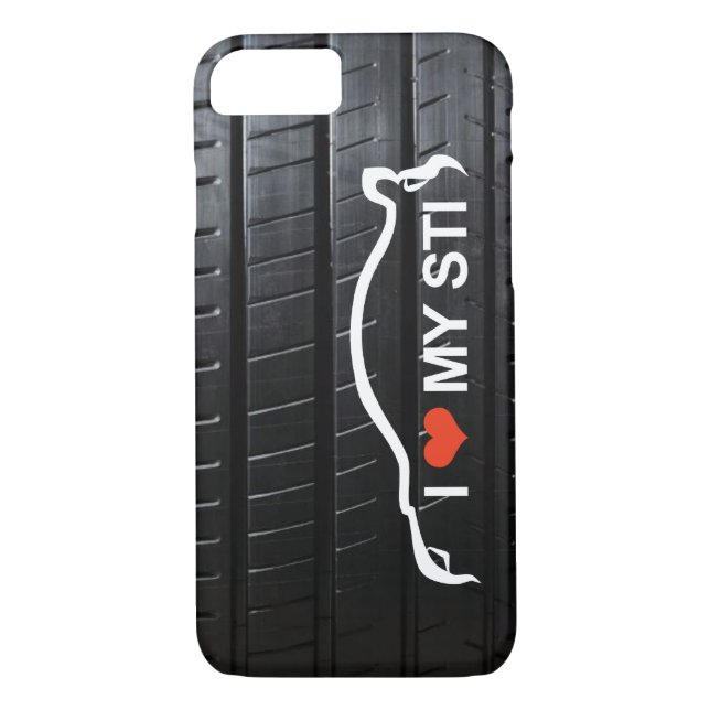 I Love MY STI on tire tread Case-Mate iPhone Case (Back)