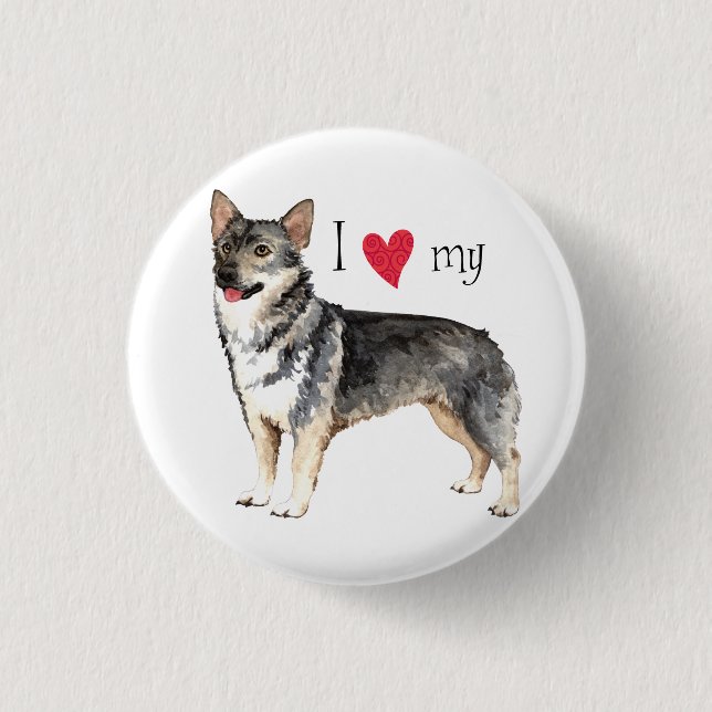 I Love my Swedish Vallhund 1 Inch Round Button (Front)