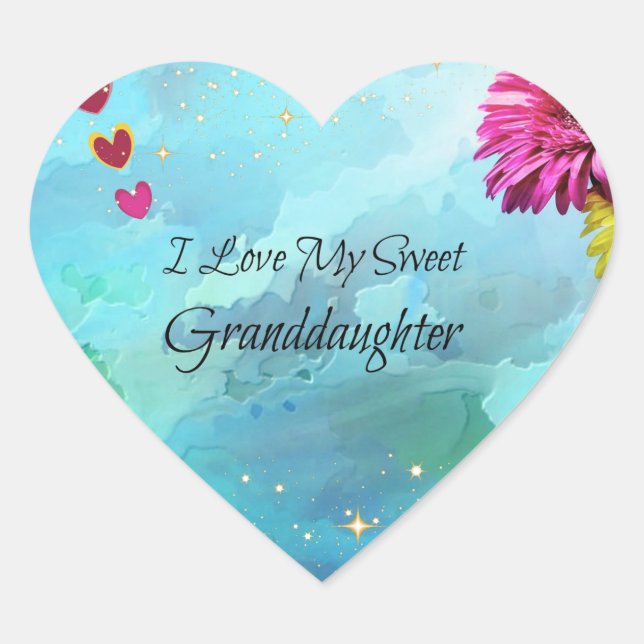 "I Love My Sweet Granddaughter" Heart Sticker (Front)