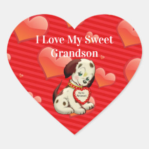 I love my sweet Grandson, Heart Sticker