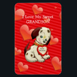 I love my sweet Grandson...Valentine wishes Magnet<br><div class="desc">I Love my Sweet Grandson... Valentine puppy,  cute and cuddly... hugs and kisses</div>