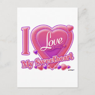 I Love My Sweetheart pink/purple - heart Postcard