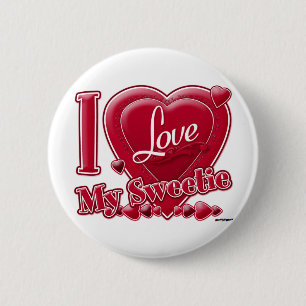 I Love My Sweetie red - heart 2 Inch Round Button