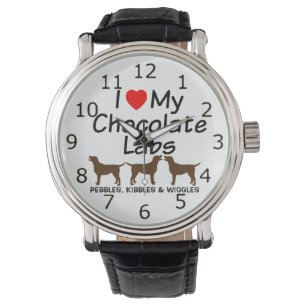 I Love My Three Chocolate Lab Dogs Watch