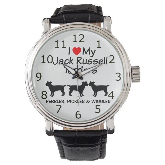 I Love My Three Jack Russell Terrier Dogs Watch (Front)