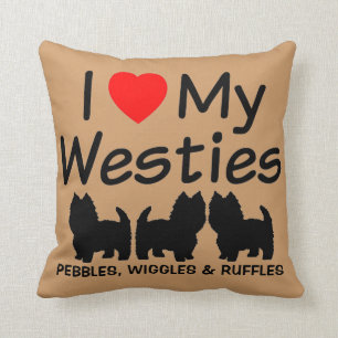 I Love My Three Westie Dogs Pillow