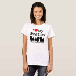 I Love My Three Westie Dogs T-Shirt