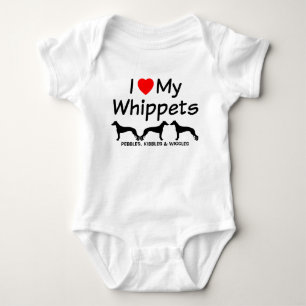 I Love My Three Whippet Dogs Baby Bodysuit
