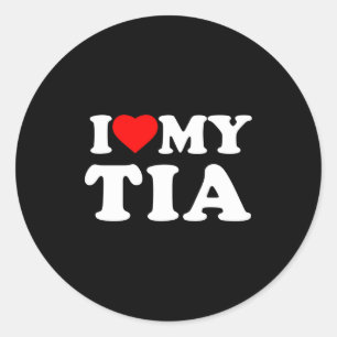 I Love My Tia Heart Family Grandma Long Sleeve Classic Round Sticker