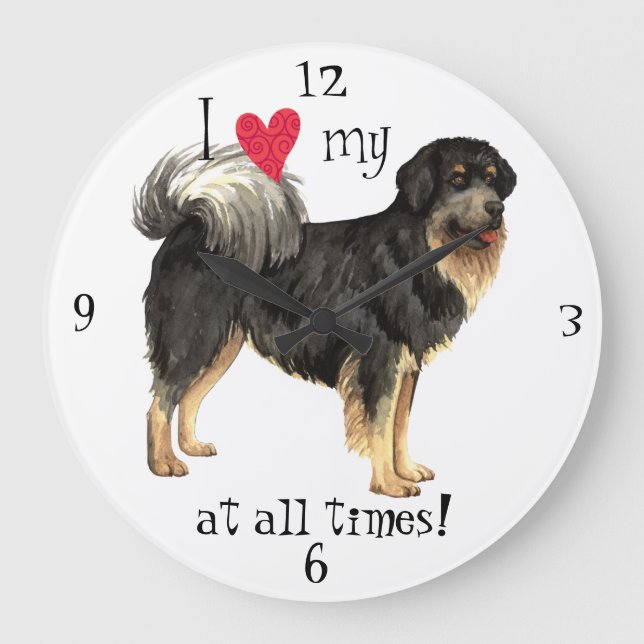 I Love my Tibetan Mastiff Large Clock (Front)