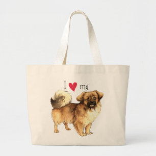 I Love my Tibetan Spaniel Large Tote Bag