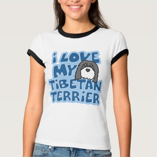 I Love My Tibetan Terrier Ladies Ringer TShirt